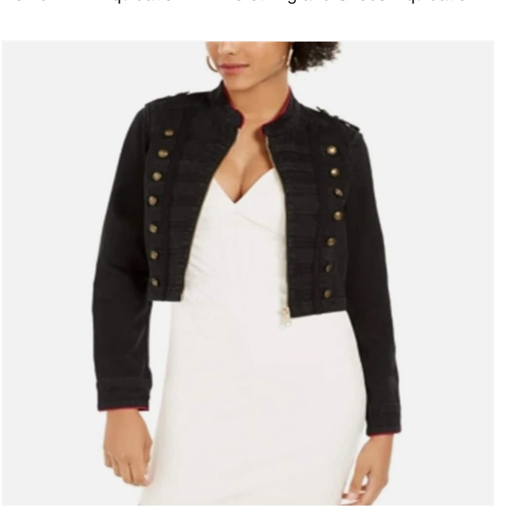 Guess Women's Vassa Button-Accent Cropped Jacket -Black size s